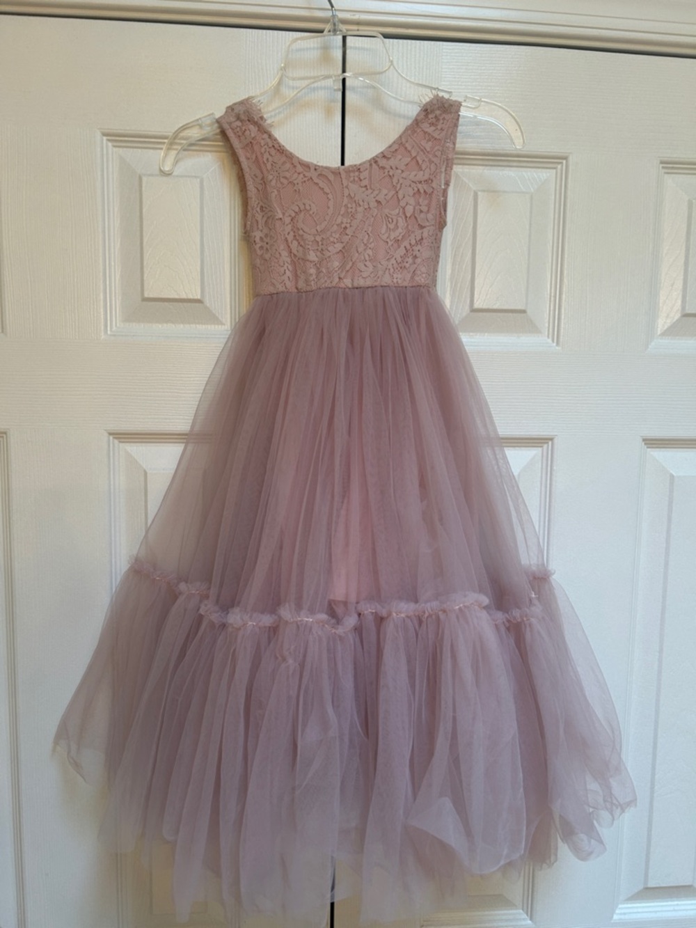 Girl size 2 flower girl Easter formal fancy lace tulle lined dress dusty rose